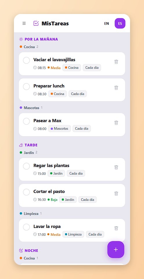 TaskFlow groups each part of the day (morning, afternoon, evening) by category, so related tasks sit together.